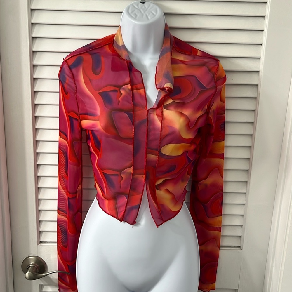 Pink and orange mesh top
